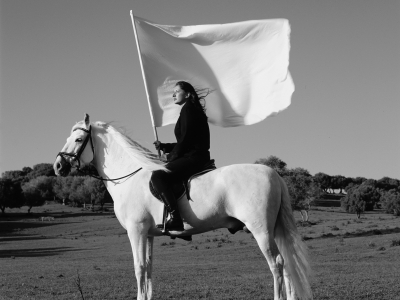 Marina Abramović The Hero, 2001 Einkanalvideo (Schwarz-Weiß, Ton), Courtesy of the Marina Abramović Archives, and Galeria Luciana Brito © Marina Abramović. Image courtesy of Marina Abramović Archives