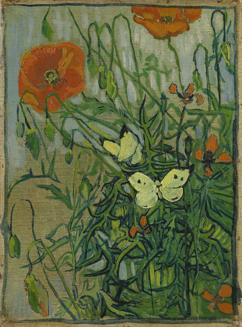 Vincent van Gogh, Schmetterlinge und Mohnblumen, 1889, Öl auf Leinwand, 35 x 25,5 cm © Van Gogh Museum, Amsterdam (Vincent van Gogh Foundation)