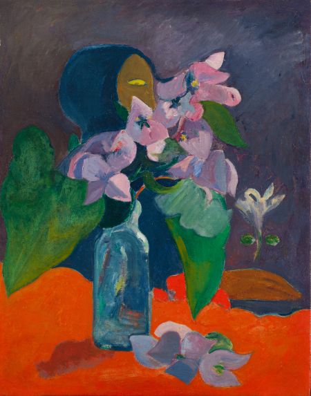 Paul Gauguin, Stilleben mit Blumen und Idol, um 1892, Öl auf Leinwand, 40,5 x 32 cm © Kunsthaus Zürich, Geschenk Walter Haefner, 1995