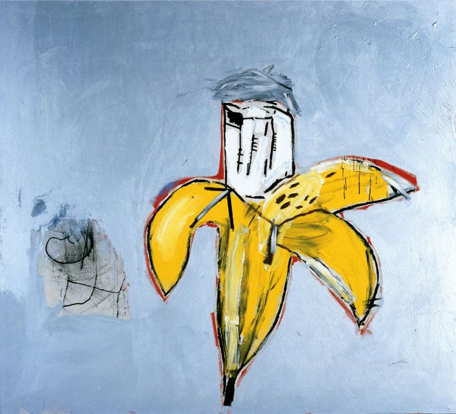 Jean-Michel Basquiat, Brown Spots (Portrait of Andy Warhol as a Banana), 1984, Acryl und Ölkreide auf Leinwand, 193 x 213 cm, Sammlung Bischofberger, Schweiz © Foto: Galerie Bruno Bischofberger, Schweiz © The Estate of Jean-Michel Basquiat; Bildrecht, Wien, 2014